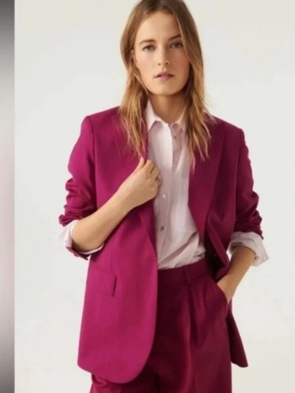 NWT ba & sh Veste Isha ,color Rose ,100% Wool, Size 1, US Size S